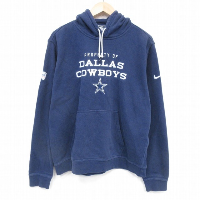 XL★古着 ナイキ NIKE 長袖 スウェット パーカー メンズ NFL ダラスカウボーイズ 刺繍 大きいサイズ 紺 アメフト スーパーボウル 26feb10