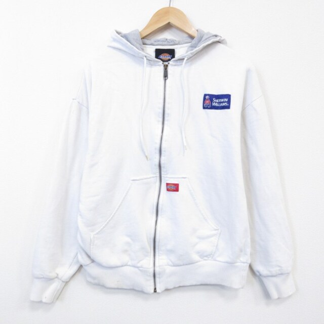 XL★古着 ディッキーズ 長袖 フルジップ スウェット パーカー メンズ シャーウィンウィリアムズ 白 26feb18