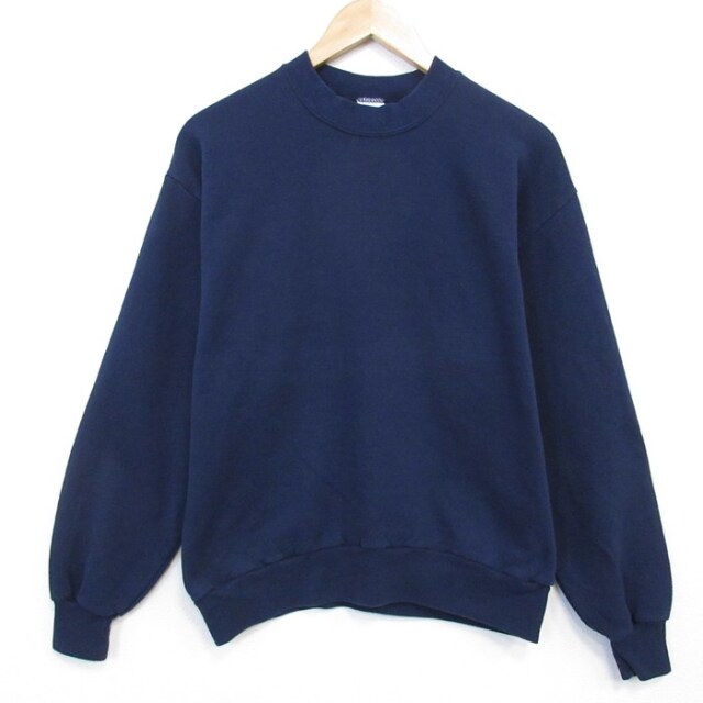 M★古着 ジャージーズ 長袖 スウェット メンズ 90年代 90s 無地 クルーネック USA製 紺 26feb18
