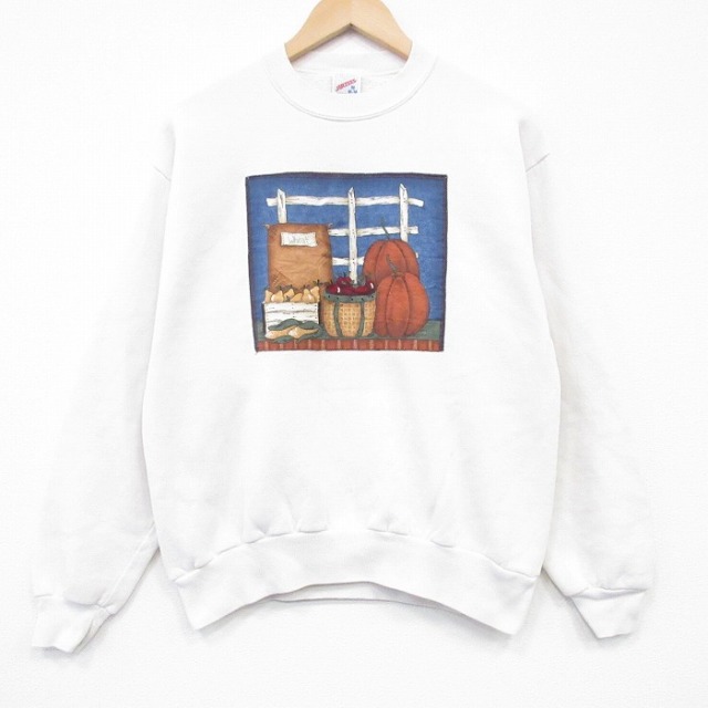 ジャージーズ 90s 長袖スウェット リンゴ ホワイト M | 古着