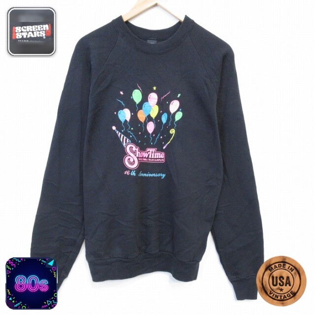 【50%OFF】スクリーンスターズ 80s 長袖スウェット ショータイム ブラック M | 古着