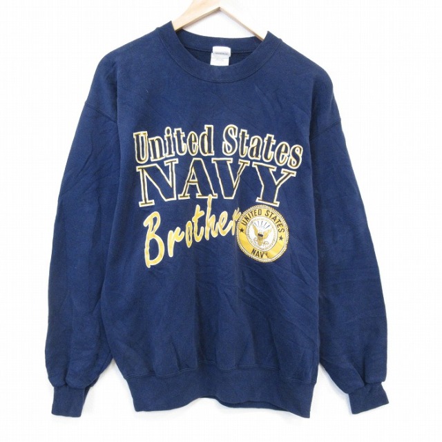 【20%OFF】ミリタリー 90s 長袖スウェット ネイビー L | 古着