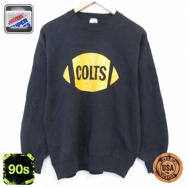 【50%OFF】ジャージーズ 90s 長袖スウェット COLTS ブラック L | 古着