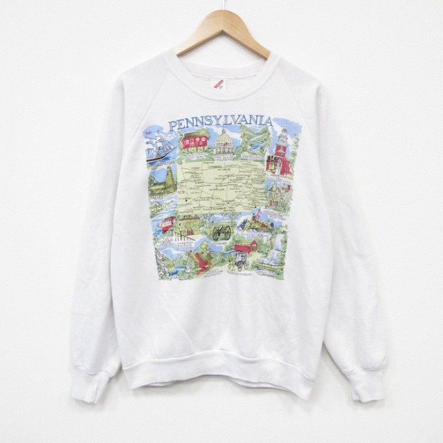 【20%OFF】ジャージーズ 90s 長袖スウェット ペンシルベニア ホワイト L | 古着