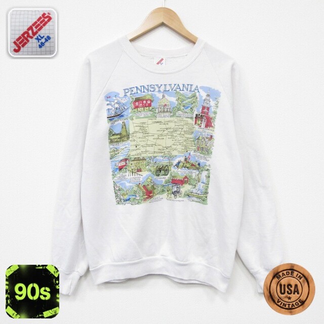 【50%OFF】ジャージーズ 90s 長袖スウェット ペンシルベニア ホワイト L | 古着