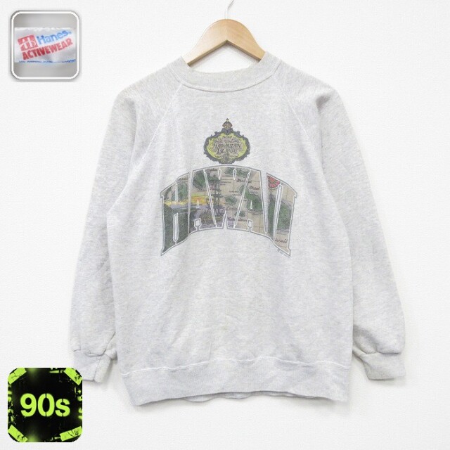 【50%OFF】ヘインズ 90s 長袖スウェット ハワイ グレー M | 古着