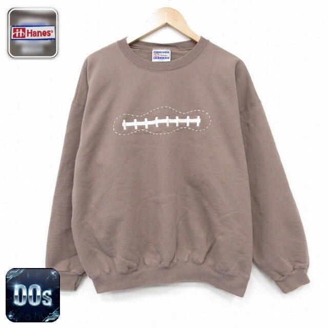 【50%OFF】ヘインズ 00s 長袖スウェット 柵 ベージュ XL | 古着