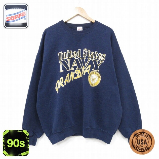【50%OFF】ミリタリー 90s 長袖スウェット ネイビー XL | 古着