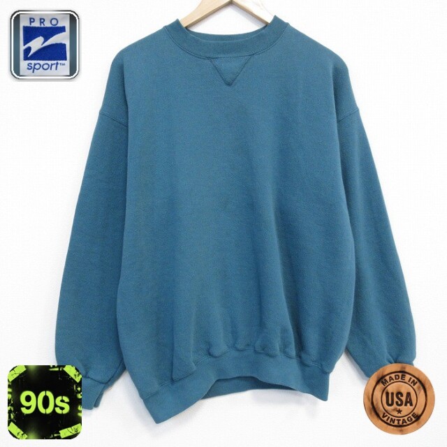 【50%OFF】90s 長袖スウェット ブルーグリーン XL | 古着