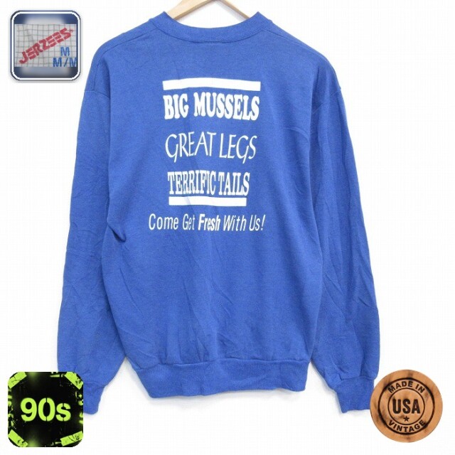 【50%OFF】ジャージーズ 90s 長袖スウェット BIG MUSSELS ブルー M | 古着