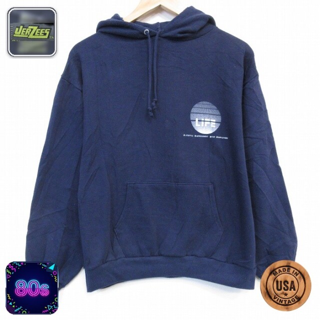 【50%OFF】ジャージーズ 80s 長袖パーカー LIFE ネイビー L | 古着