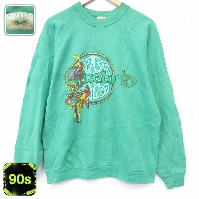 【50%OFF】ブラーニー 90s 長袖スウェット ラグラン 濃緑 L | 古着