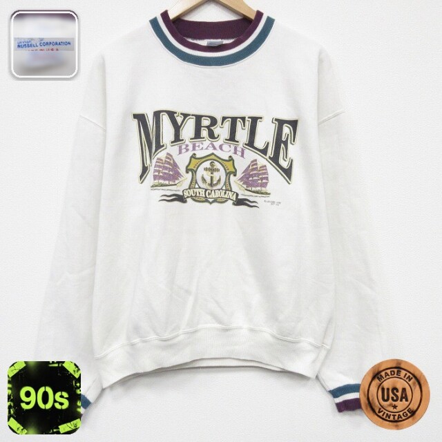 【50%OFF】90s 長袖スウェット MYRTLE ホワイト L | 古着