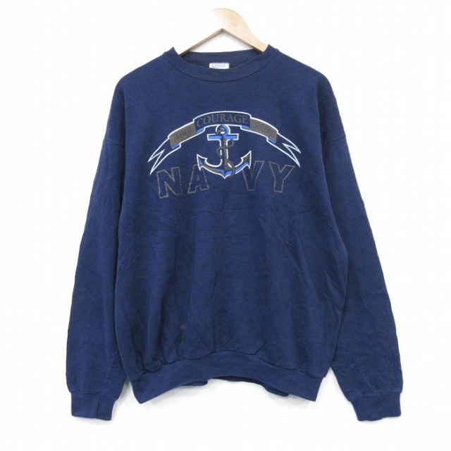 【20%OFF】90s 長袖スウェット ミリタリー ネイビー L | 古着