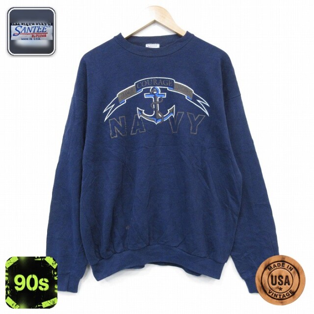 【50%OFF】90s 長袖スウェット ミリタリー ネイビー L | 古着