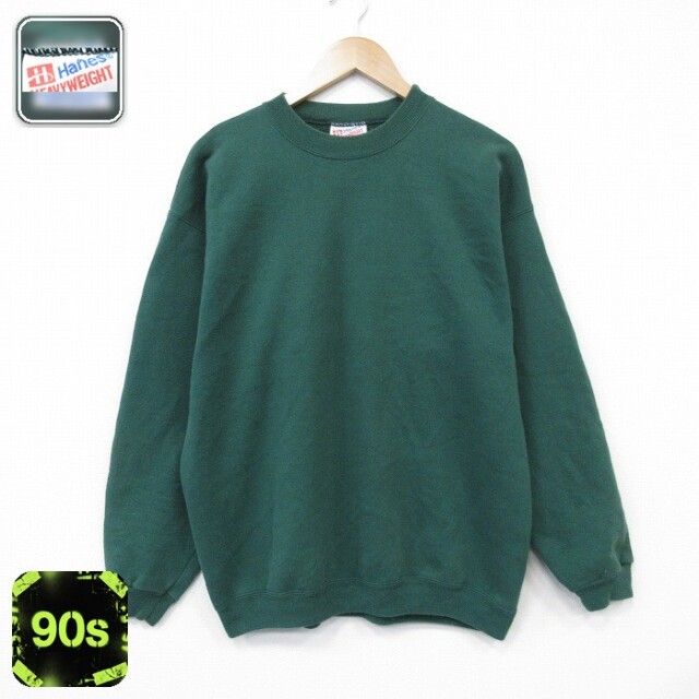 【50%OFF】ヘインズ 90s 長袖スウェット グリーン L | 古着