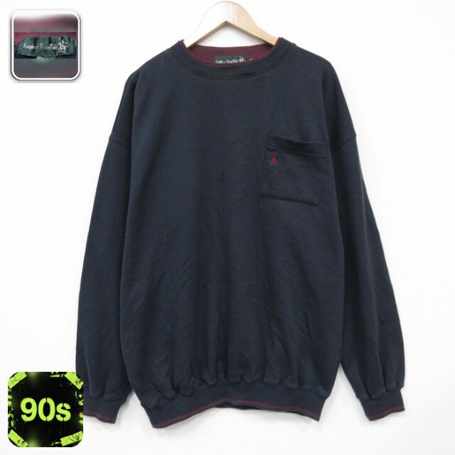 【50%OFF】90s 長袖スウェット ワンポイントロゴ ブラック XL | 古着