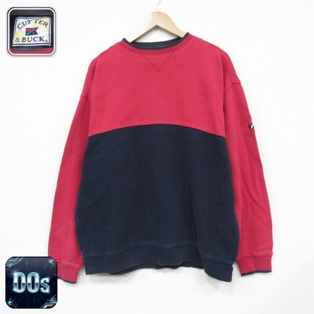 【50%OFF】00s 長袖スウェット ツートンカラー レッド XL | 古着
