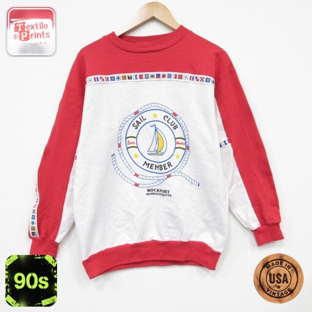 【50%OFF】90s ラグランスウェット ヨット ホワイト M | 古着