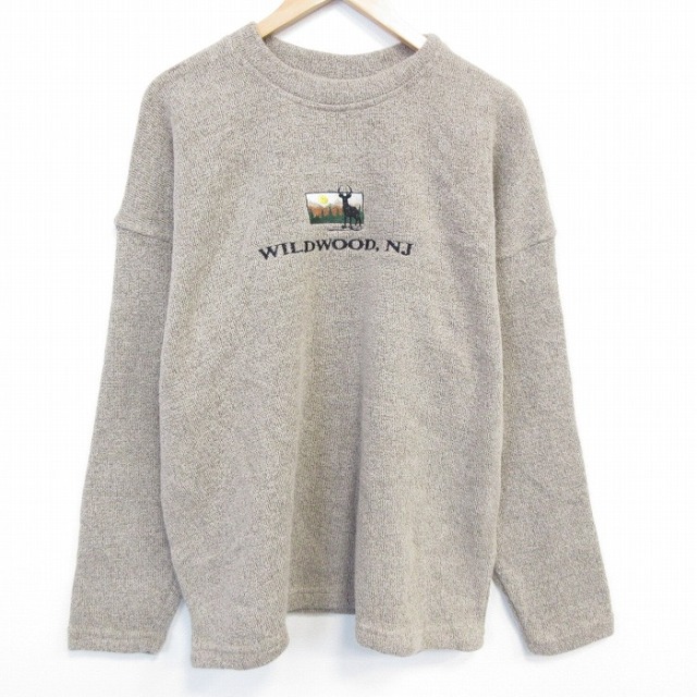 90s 長袖トップス WILDWOOD 霜降り ブラウン XL | 古着