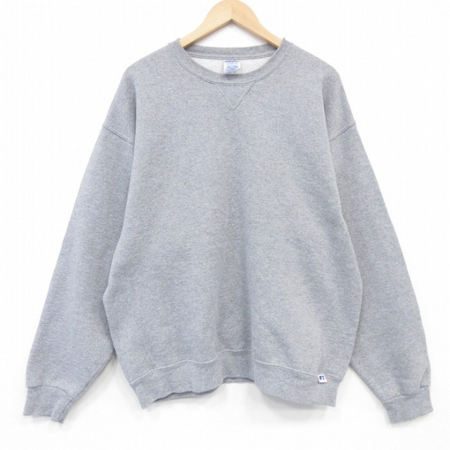 XL★古着 長袖 スウェット メンズ クルーネック グレー 霜降り