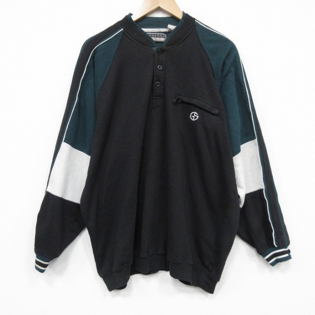 XL★古着 長袖 スウェット メンズ 00年代 00s 大きいサイズ 黒他 26mar03