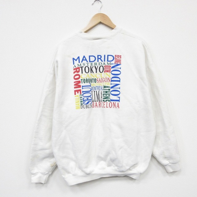 XL★古着 リー Lee 長袖 スウェット メンズ 90年代 90s マドリッド 大きいサイズ クルーネック USA製 白 26mar05