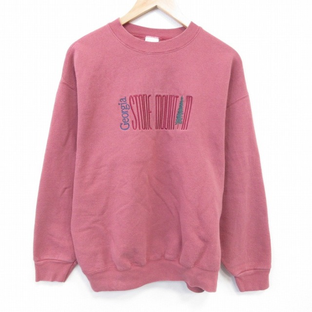 【20%OFF】ジョージア 90s 長袖スウェット 刺繍 バーガンディ L | 古着