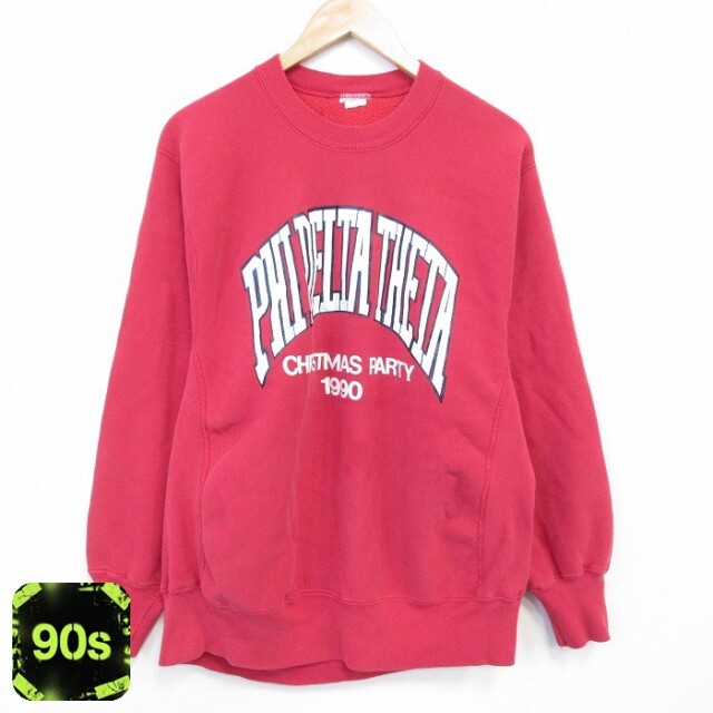 【50%OFF】90s 長袖スウェット クリスマスパーティ レッド XL | 古着