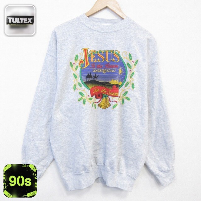【50%OFF】TULTEX 90s 長袖スウェット ジーザス グレー XL | 古着