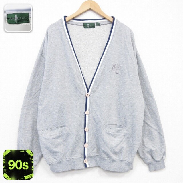 【50%OFF】90s 長袖スウェットカーディガン CH グレー XL | 古着