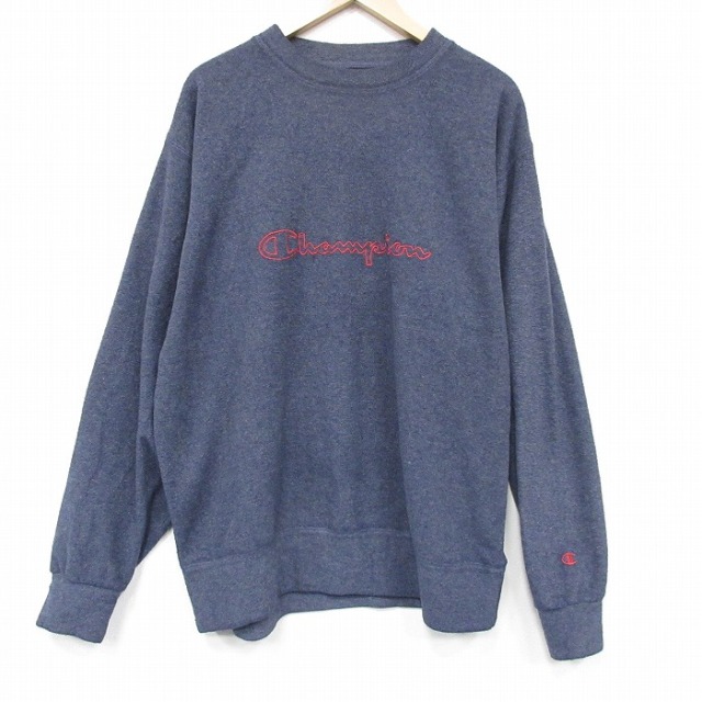 00s 長袖スウェット ビッグロゴ刺繍 ネイビー XL | 古着
