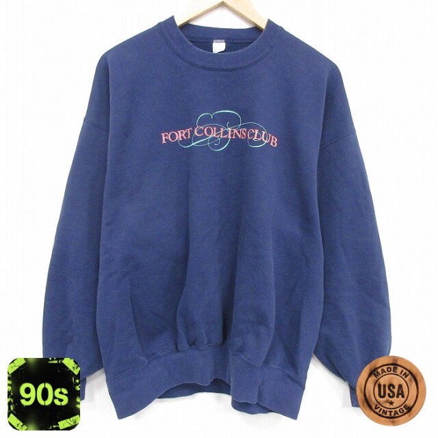 【50%OFF】90s 長袖スウェット FORT ネイビー XL | 古着