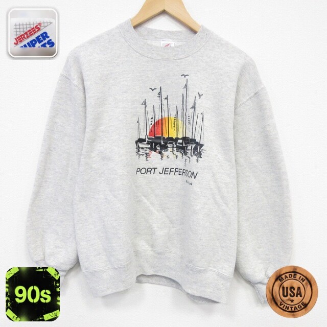 【50%OFF】ジャージーズ 90s 長袖スウェット ヨット グレー M | 古着