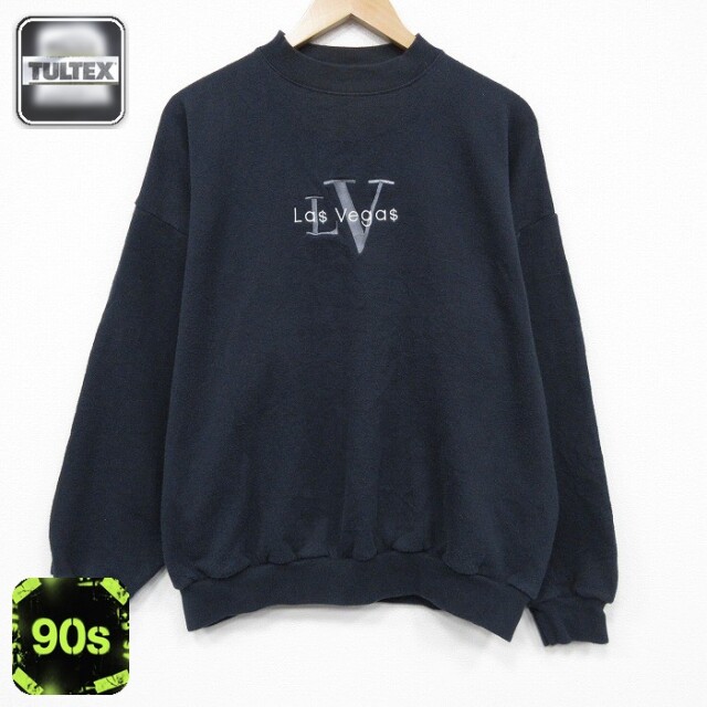 【50%OFF】TULTEX 90s 長袖スウェット ラスベガス刺繍 ブラック XL | 古着