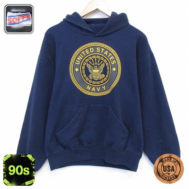 【50%OFF】USネイビー 90s ミリタリースウェットパーカー リフレクター ネイビー L | 古着