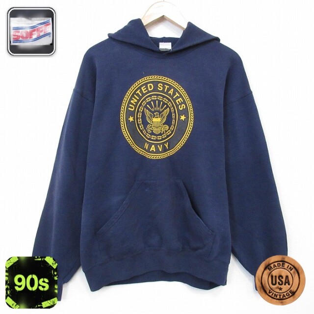 【50%OFF】USネイビー 90s ミリタリースウェットパーカー リフレクター ネイビー L | 古着
