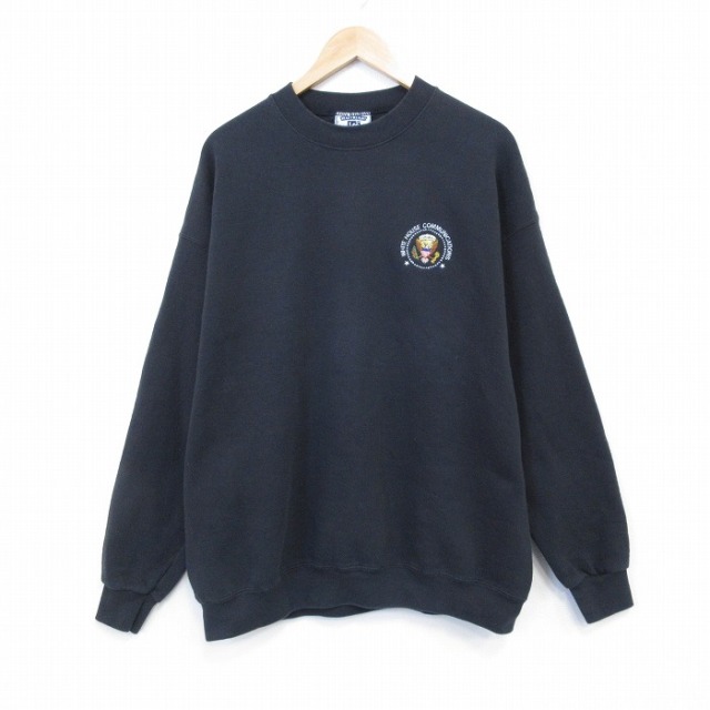 XL★古着 リー Lee 長袖 スウェット メンズ 90年代 90s ホワイトハウス クルーネック USA製 黒 26mar13