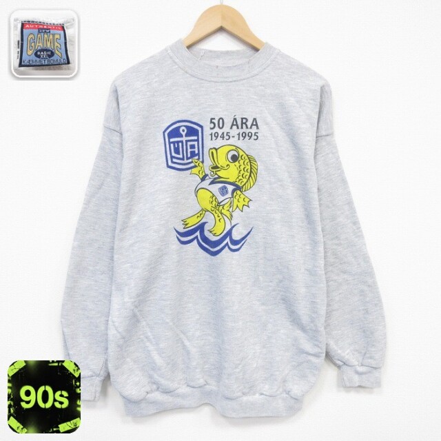 【50%OFF】90s 長袖スウェット 魚 グレー L | 古着