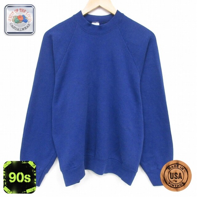 【50%OFF】フルーツオブザルーム 90s 長袖スウェット ラグラン ネイビー M | 古着