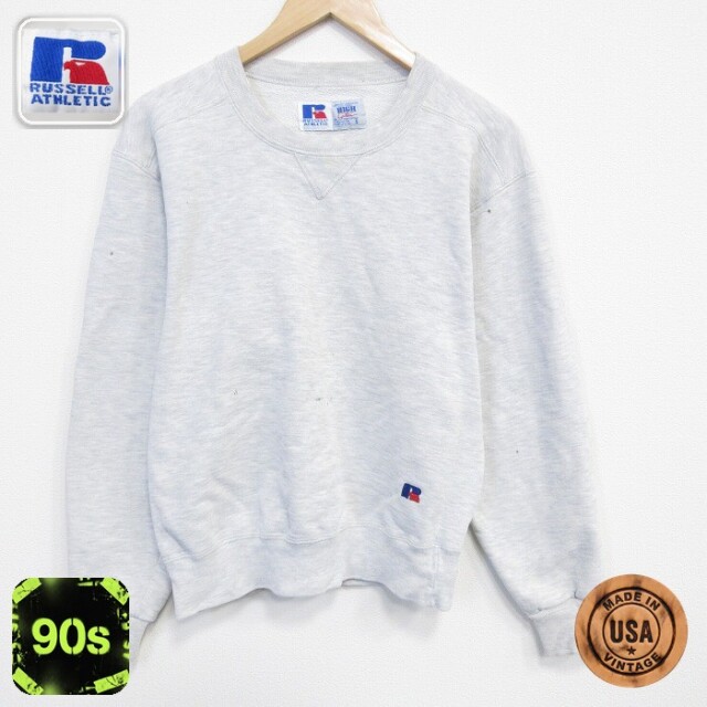 【50%OFF】ラッセル 90s 長袖スウェット ワンポイントロゴ グレー S | 古着