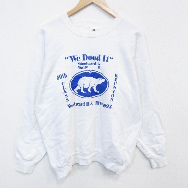 【20%OFF】フルーツオブザルーム 90s 長袖スウェット シロクマ ホワイト L | 古着