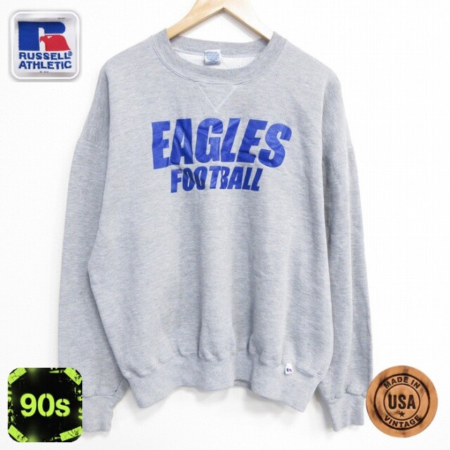 【50%OFF】ラッセル 90s 長袖スウェット フットボール グレー XL | 古着
