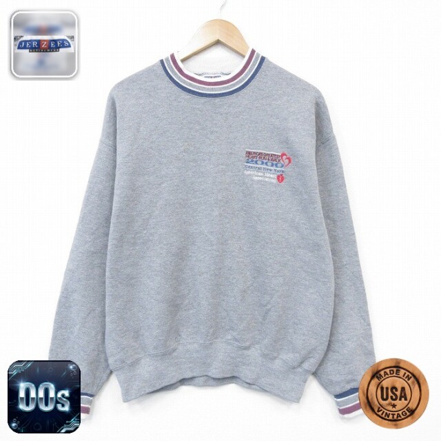 【50%OFF】ジャージーズ 00s 長袖スウェット アメリカンハート グレー L | 古着