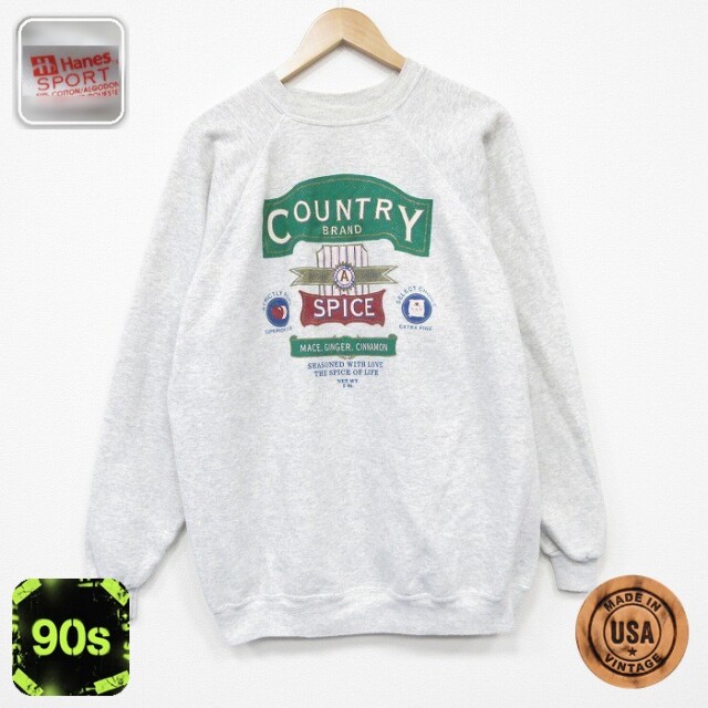 【50%OFF】ヘインズ 90s ラグランスウェット SPICE グレー XL | 古着