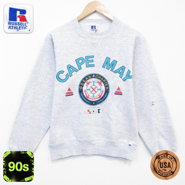 【50%OFF】ラッセル 90s 長袖スウェット CAPE グレー S | 古着