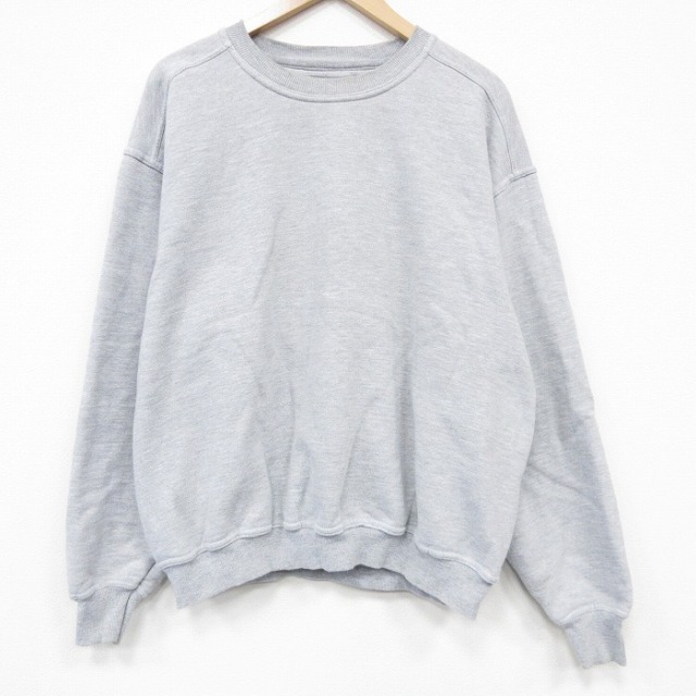 XL★古着 ラッセル  PLUMA 長袖 スウェット メンズ 00年代 00s 無地 大きいサイズ クルーネック 薄グレー 霜降り【spe】 26mar18