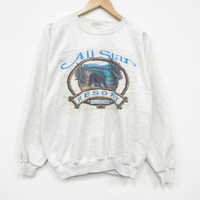 【20%OFF】80s ラグランスウェット クマ グレー L | 古着