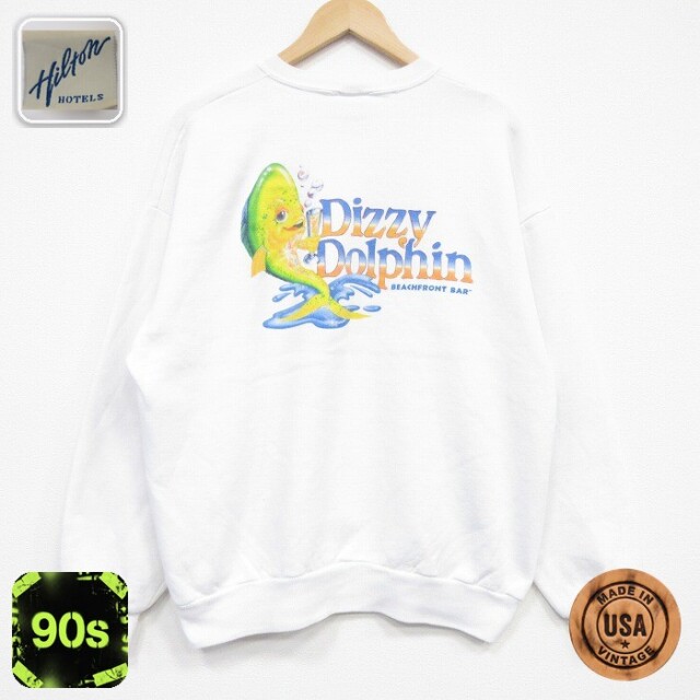 【50%OFF】90s 長袖スウェット 魚 ホワイト XL | 古着