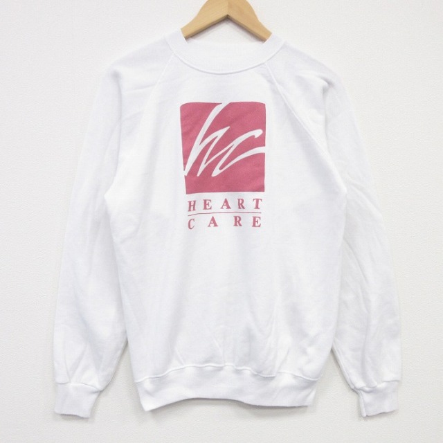 ヘインズ 80s 長袖スウェット ハートケア ホワイト M | 古着